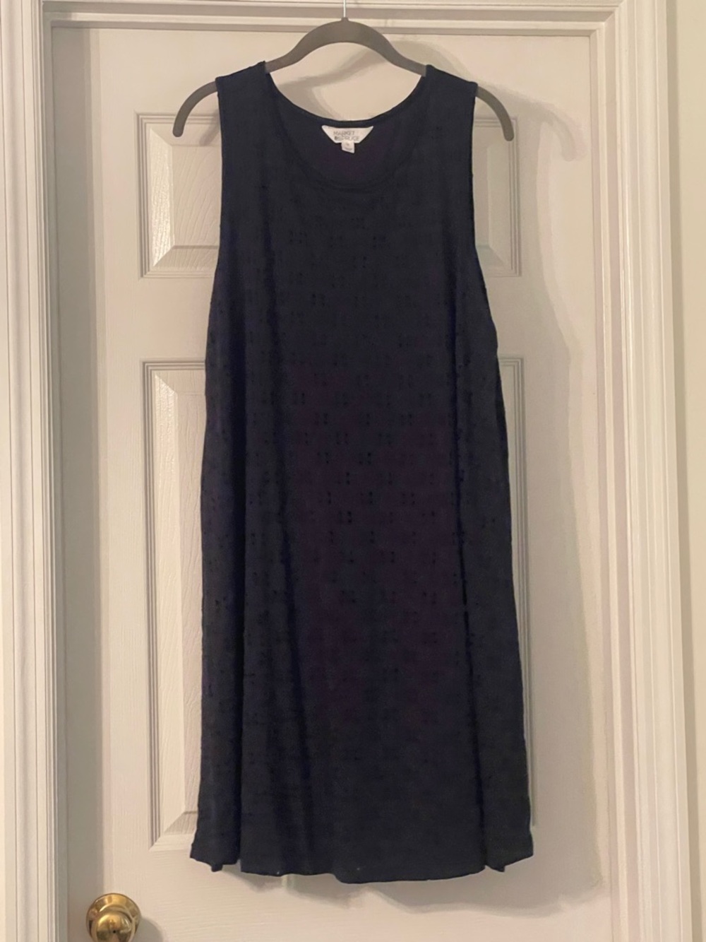 Market & Spruce Navy Eyelet Sleeveless Mini Dress